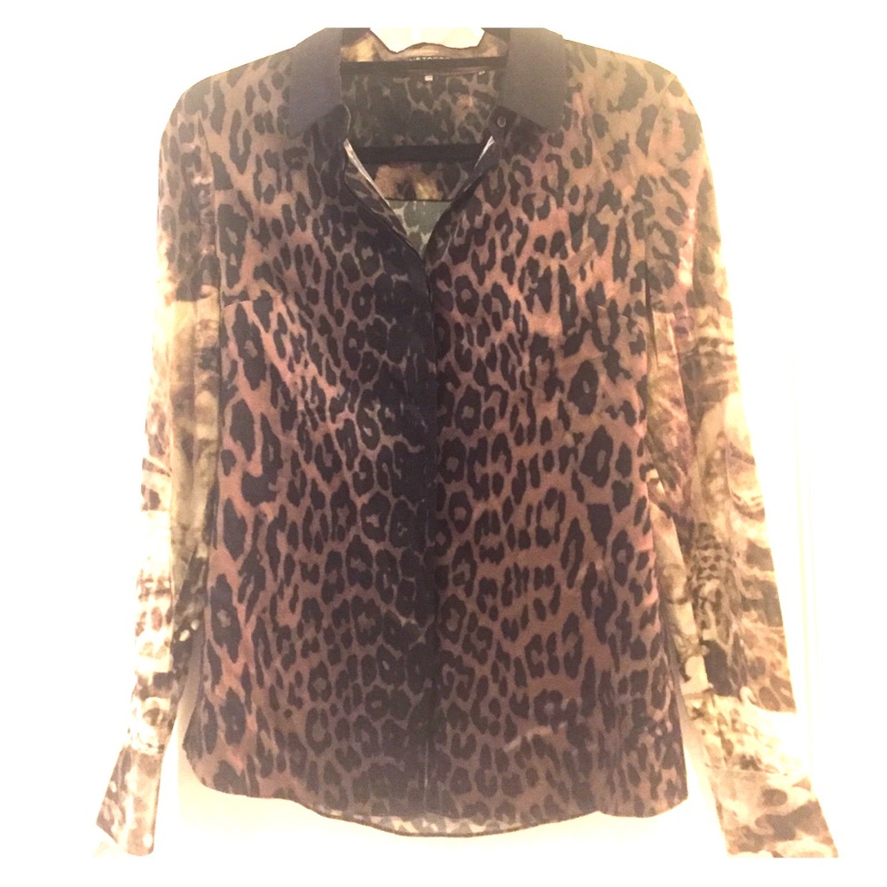 NWOT-tahari Leopard Silk Button Down