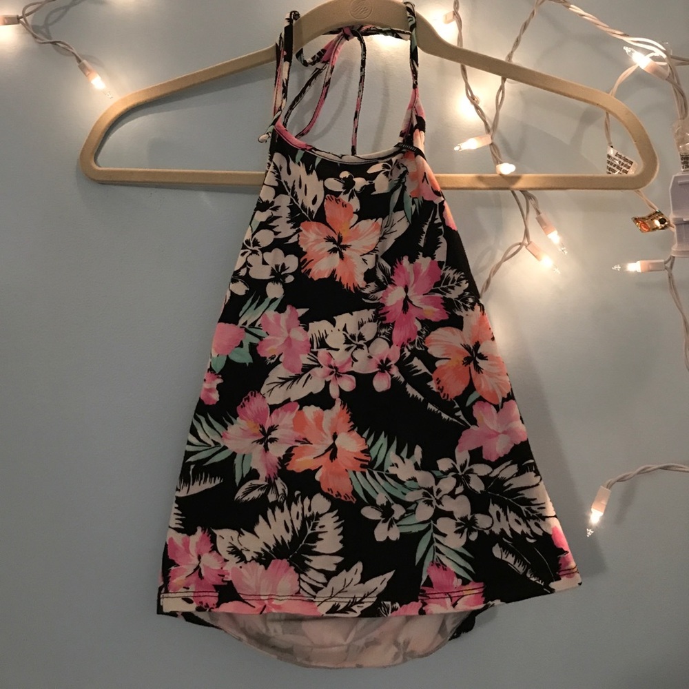 Forever 21 Floral Cropped Halter Top