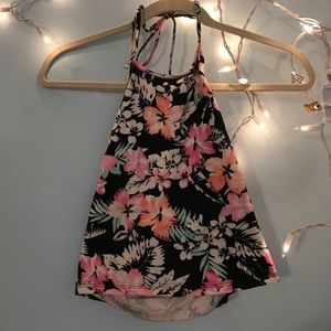 Forever 21 Floral Cropped Halter Top