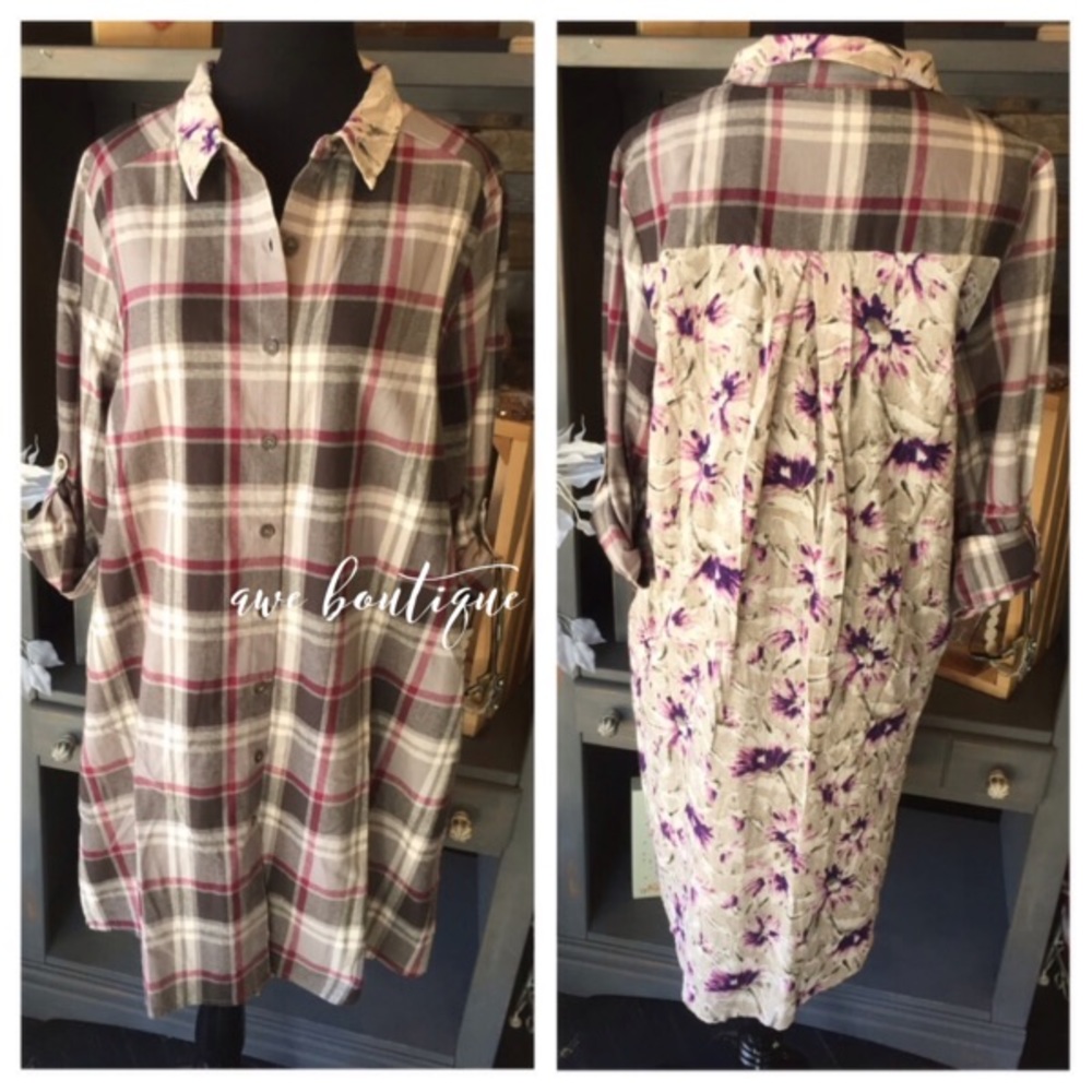 Purple/Gray Plaid Flannel.