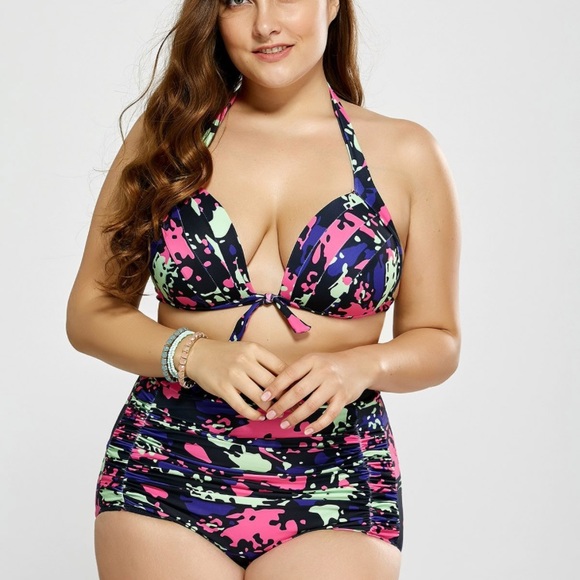 Other - (Last one) High Waist Printed bikini Plus Size