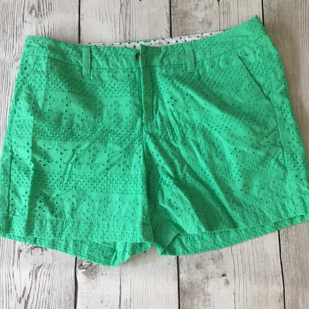 Green lace shorts