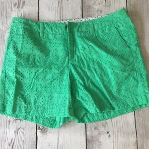 Green lace shorts