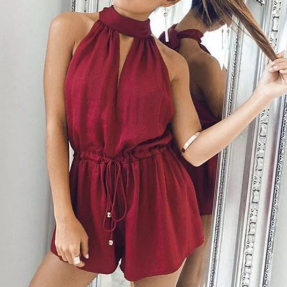 Red chiffon Romper