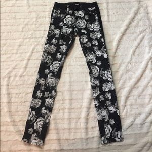 Hudson. floral black and white jeans