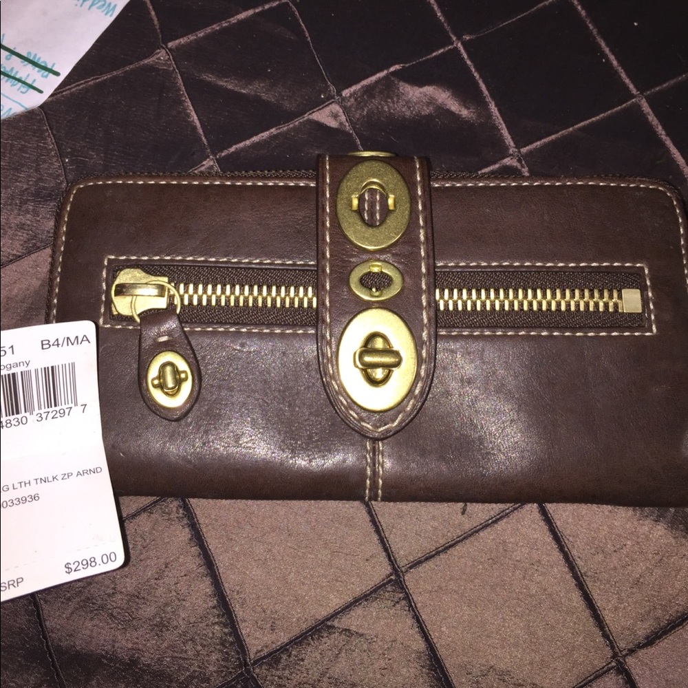 Brown leather coach wallet