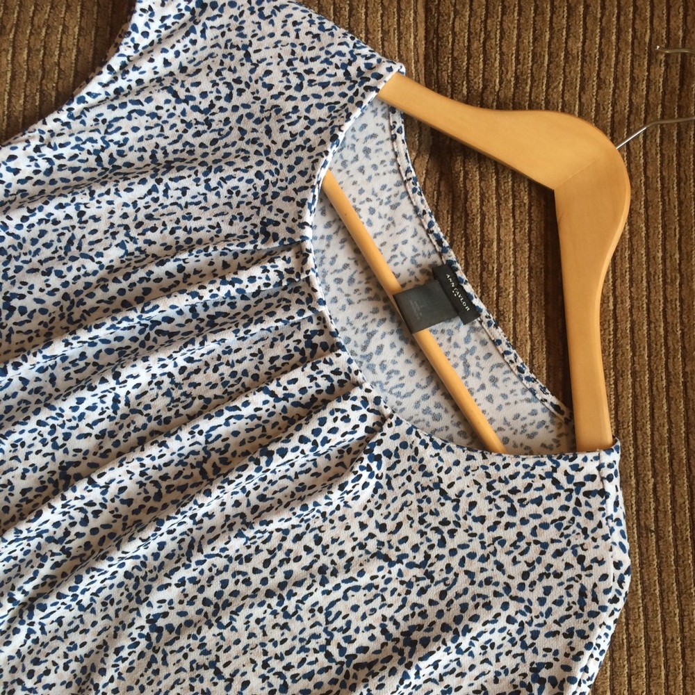 Ann Taylor Women's L White Patterned Blouse Top