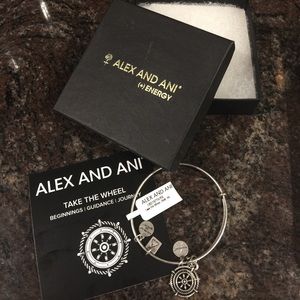 NWT Alex and Ani Take The Wheel Silver Bracelet