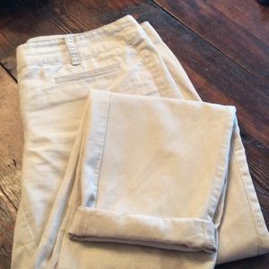 Light khaki ankle crop pants