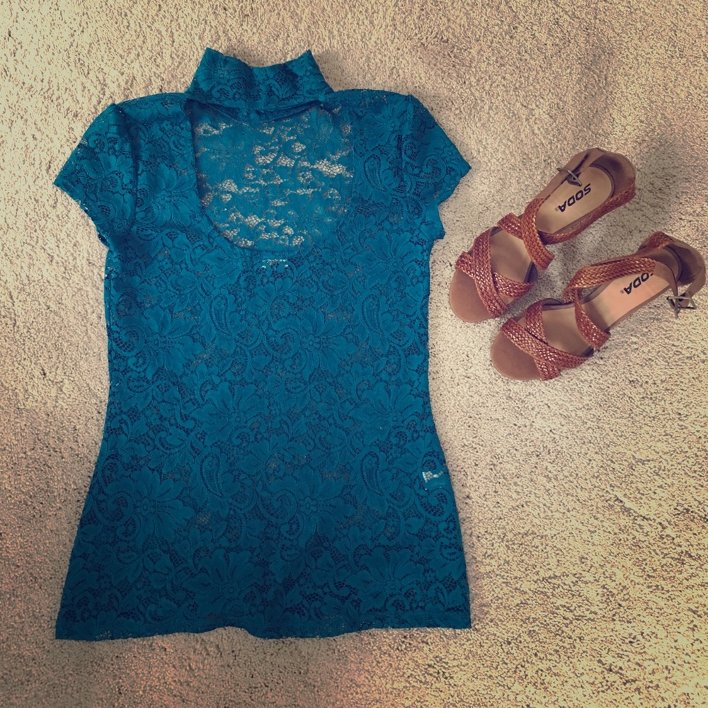 Express cheongsam inspired floral lace top