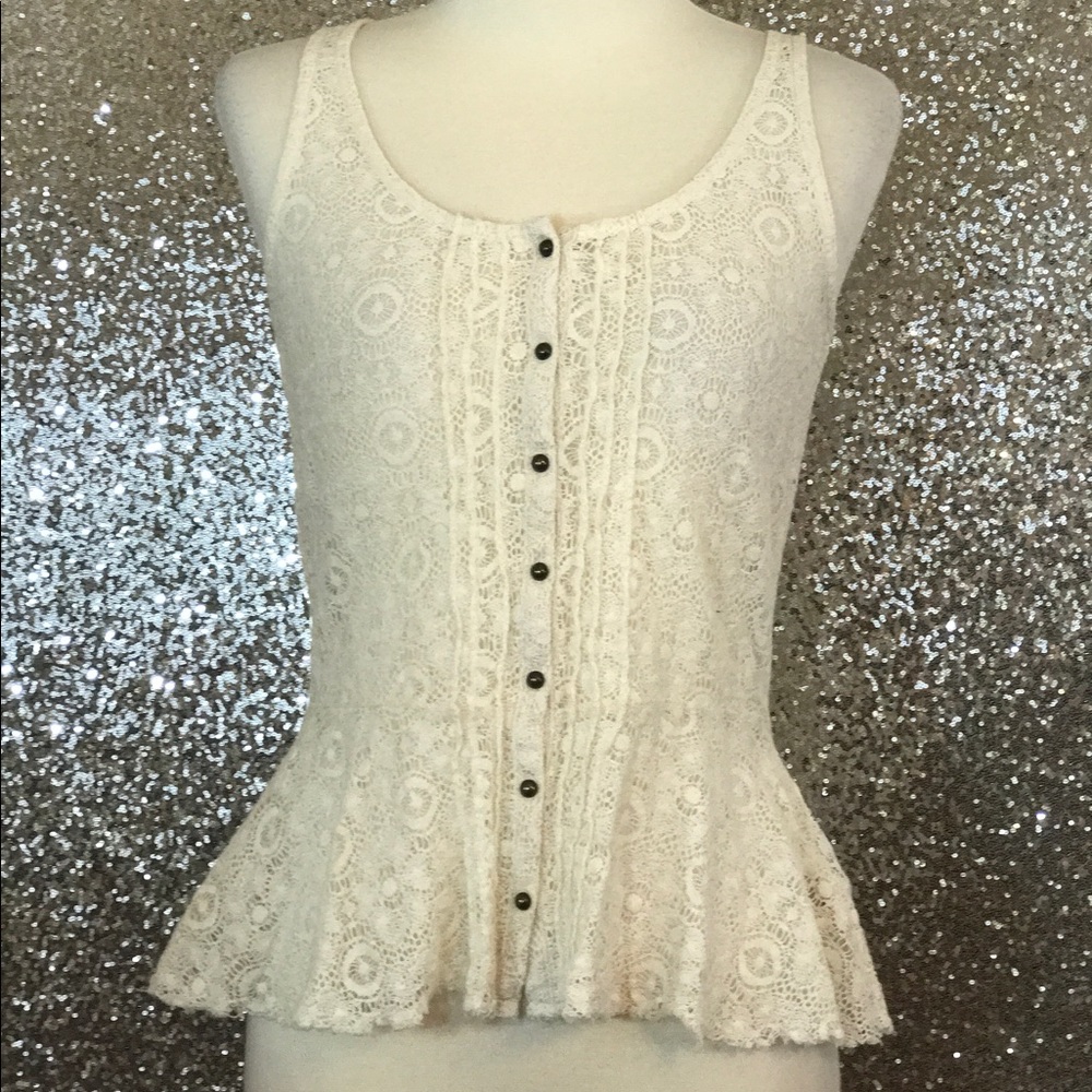 Lace, Button- Down, Peplum, Arizona Tank