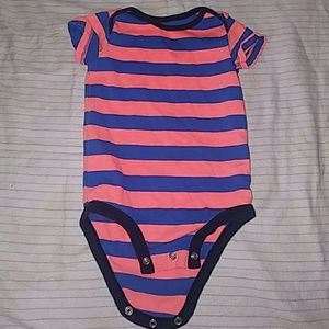 Blue and orange striped onesie