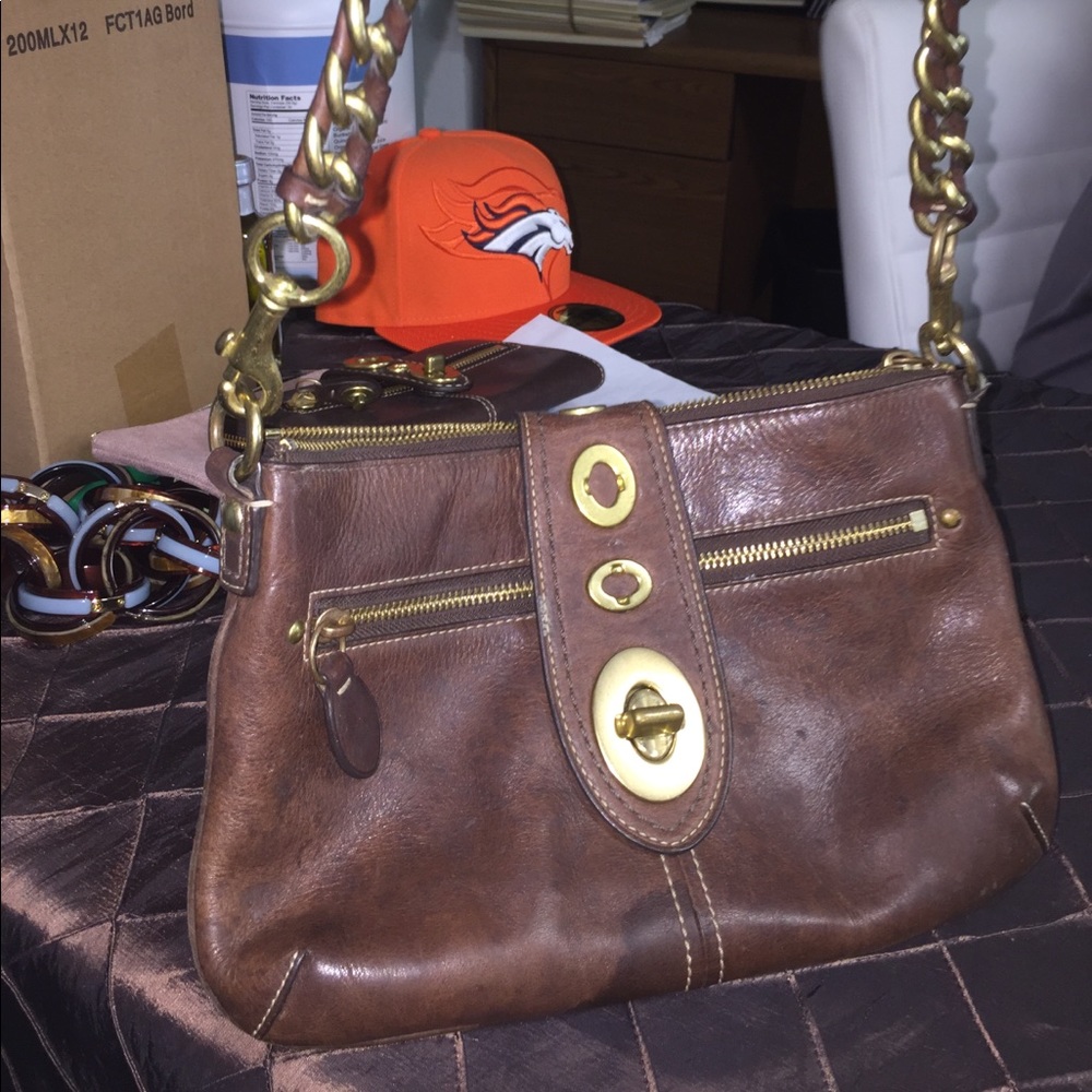 Authentic leather coach shoulder bag