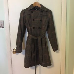 H&M Plaid Trench Coat