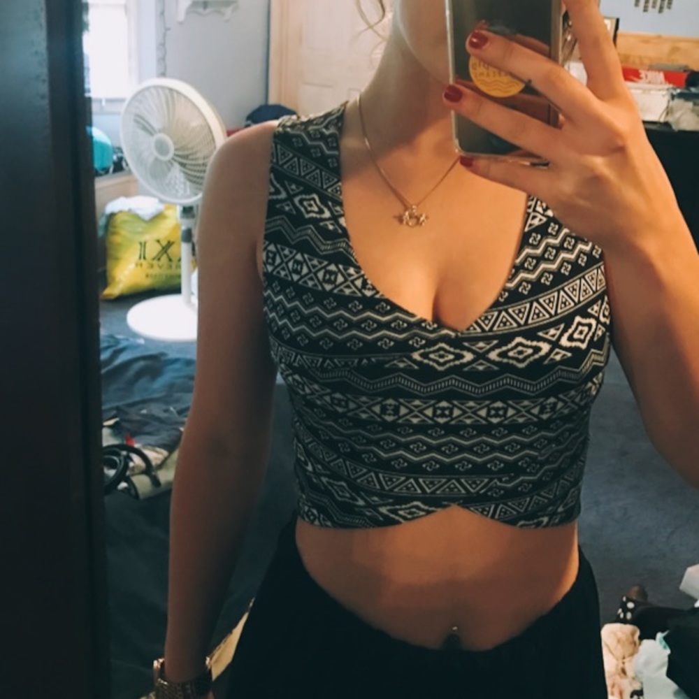 Asymmetrical tribal crop top