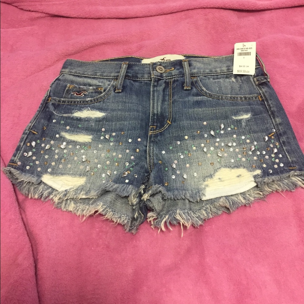 Hollister denim studded shorts