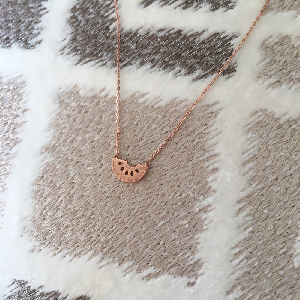 •new• Watermelon Rose Gold Delicate Necklace - Picture 2 of 6