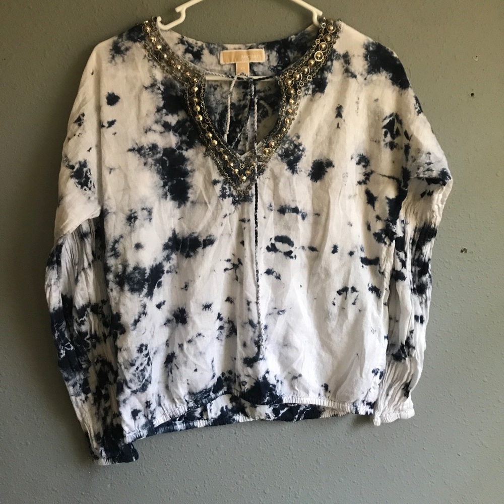 Michael Kors Blue boho tie dye top
