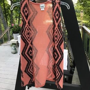 Salmon and Grey Aztec Vest