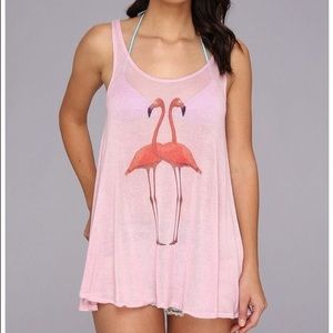 Wildfox pink flamingo swim coverup