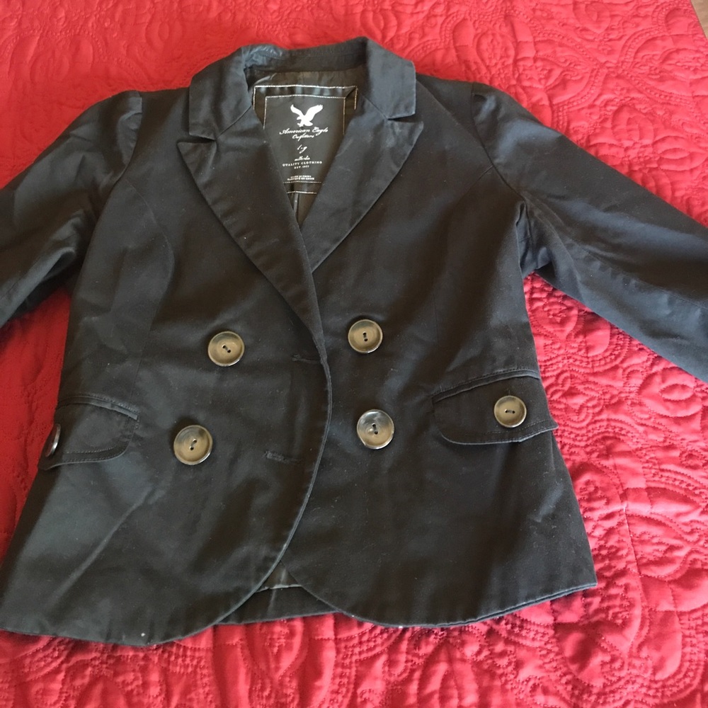 American Eagle size L 3/4 sleeve black blazer