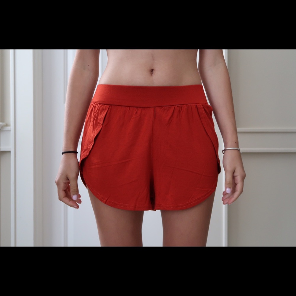 Orange Cotton Shorts