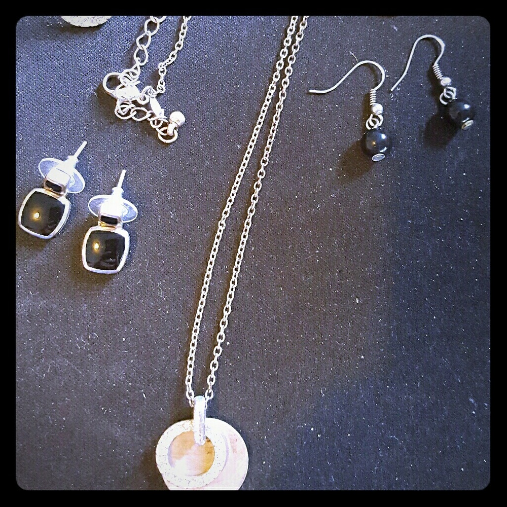 Matching necklace and earrings set plus 2 more