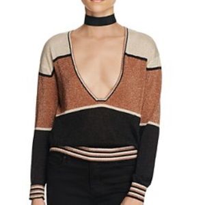 Free People metallic colorblock sweater