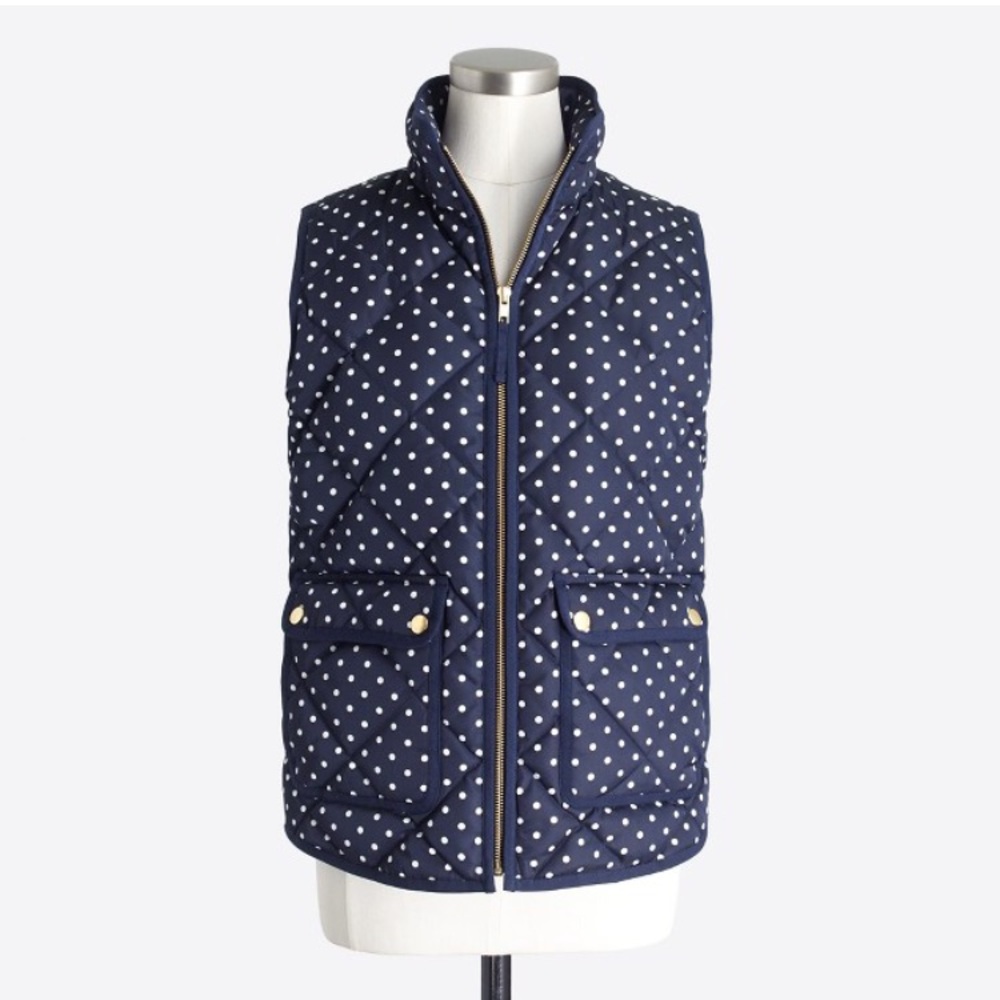 J. Crew Women's Navy Polka Dot Puffer Vest XXS