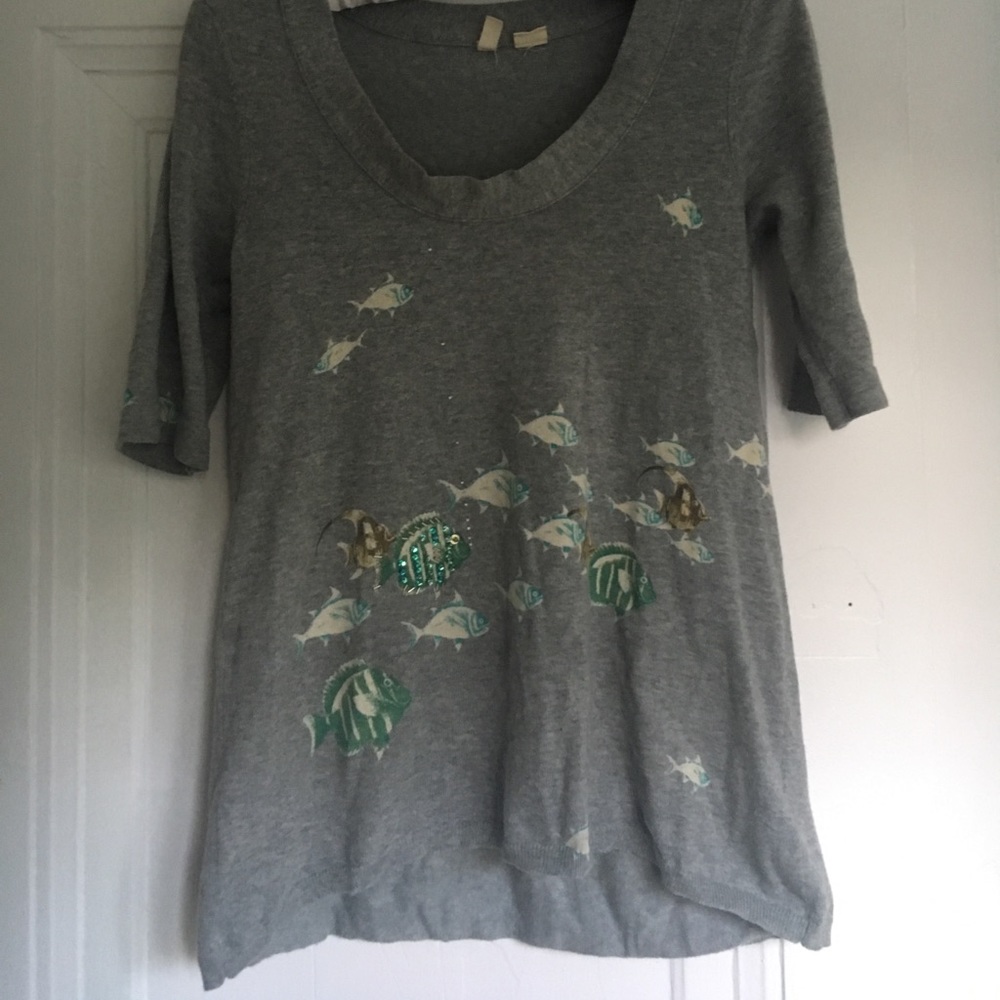 Anthropologie fish shirt short sleeved
