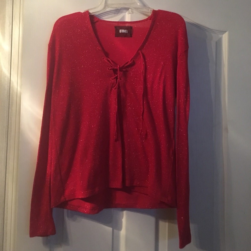 Red sparkly top from the Reformation.