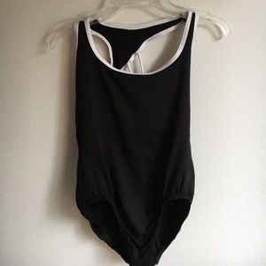 Natalie NWT black and white asymmetrical leotard