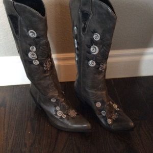 Grey embellished cowboy boots