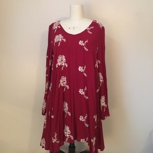 Red Embroidered Floral Tunic