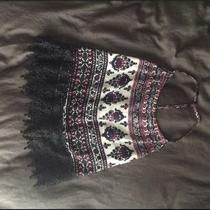 Patterned halter cropped tank top