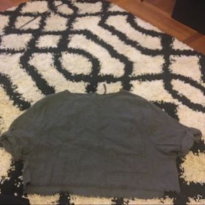 Frayed hem zara crop top in dark heather grey