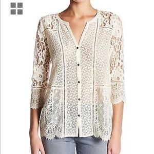 Birch Ivory Lace 3/4 Sleeve top
