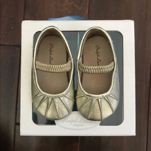 Ralph Lauren Layette Pleated Ballet Flat Platina