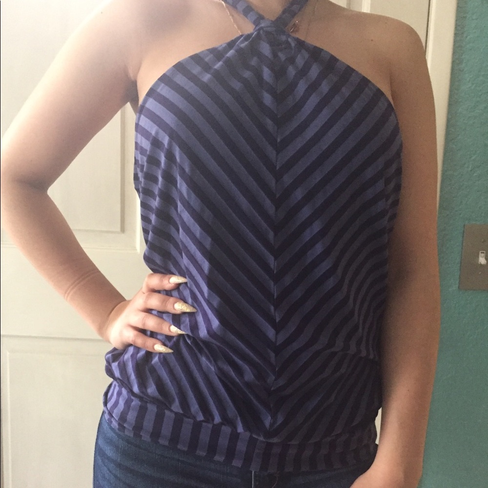 Blue striped halter top