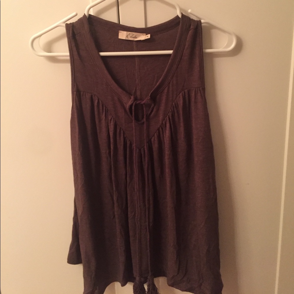 Brown Flowy Tank w/ Tassels