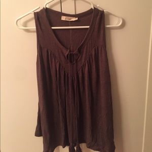 Brown Flowy Tank w/ Tassels