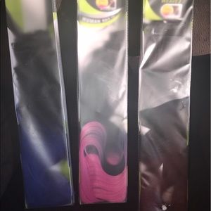 18" synthetic hair extensions. Black and ombre.