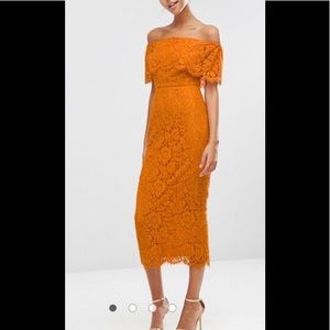 Asos orange off shoulder dress (worn once)