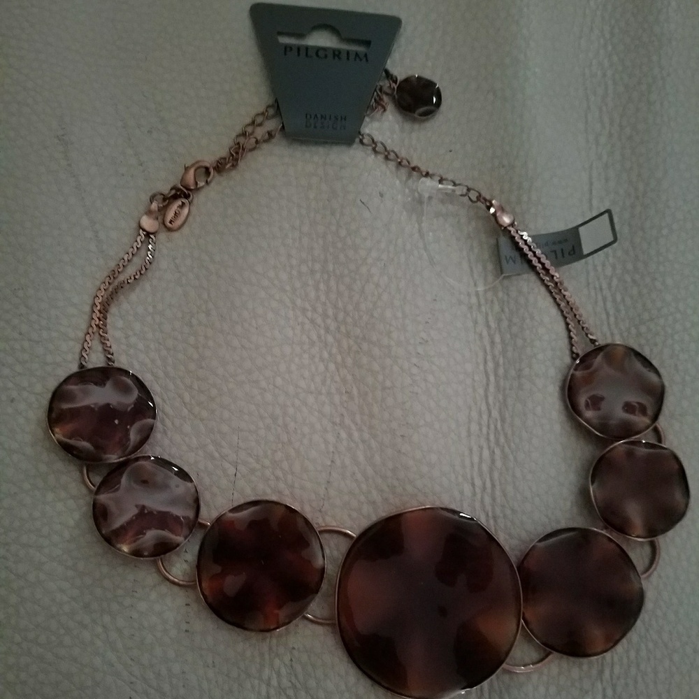 Pilgrim Brown print necklace, 15-19". NWT.