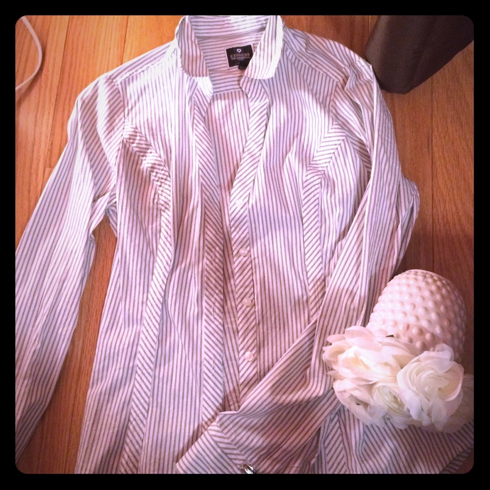 Express essential striped button down shirt