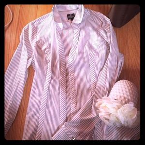 Express essential striped button down shirt