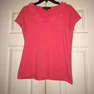 Embellished neck cotton top