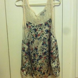 Lace and floral blouse