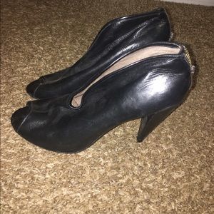 Black leather booties