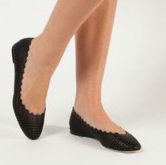 Chloe Shoes Chloe Perforated Scallop Ballet Flat Black